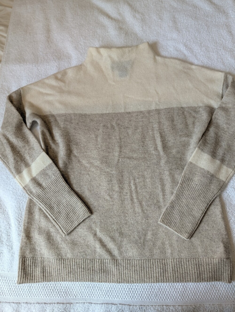 Tahari Pure Luxe 100% Cashmere Colorblock Mock Neck Sweater XS